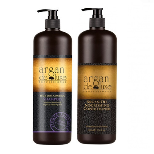Akvarium basen minimum Argan De Luxe Hair Loss Shampoo and Nourishing Conditioner 1L Duo